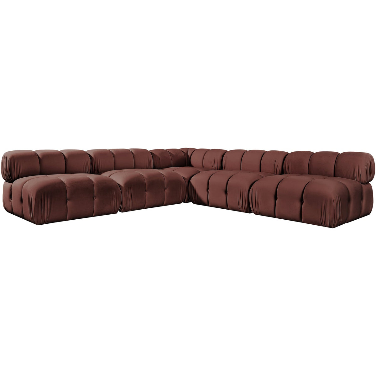 Orin Rose Velvet Performance Fabric Upholstered 5 Piece Modular Sectional Sofa