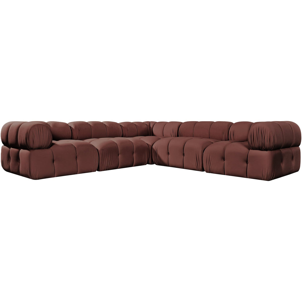 Orin Rose Velvet Performance Fabric Upholstered 5 Piece Modular Sectional Sofa