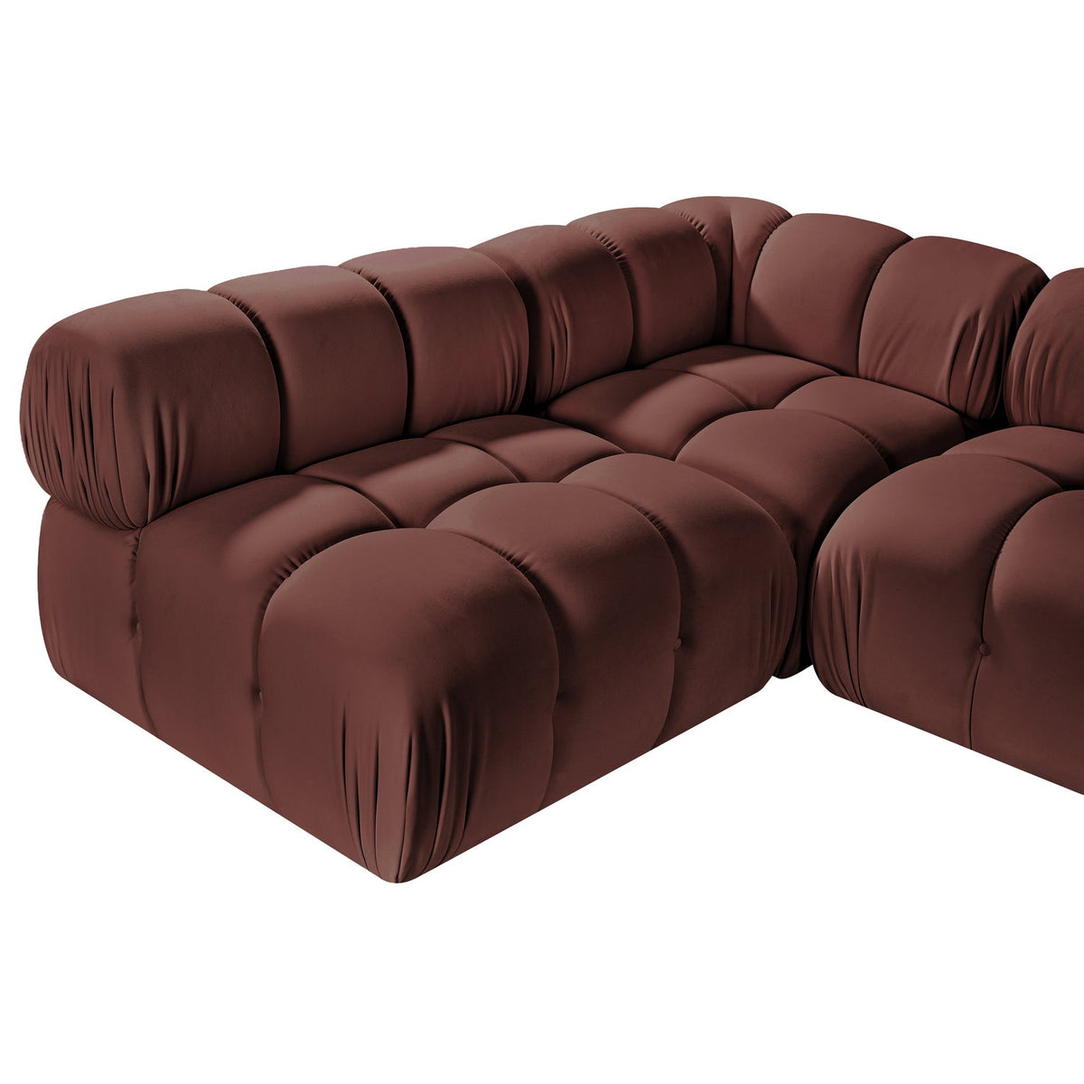Orin Rose Velvet Performance Fabric Upholstered 5 Piece Modular Sectional Sofa