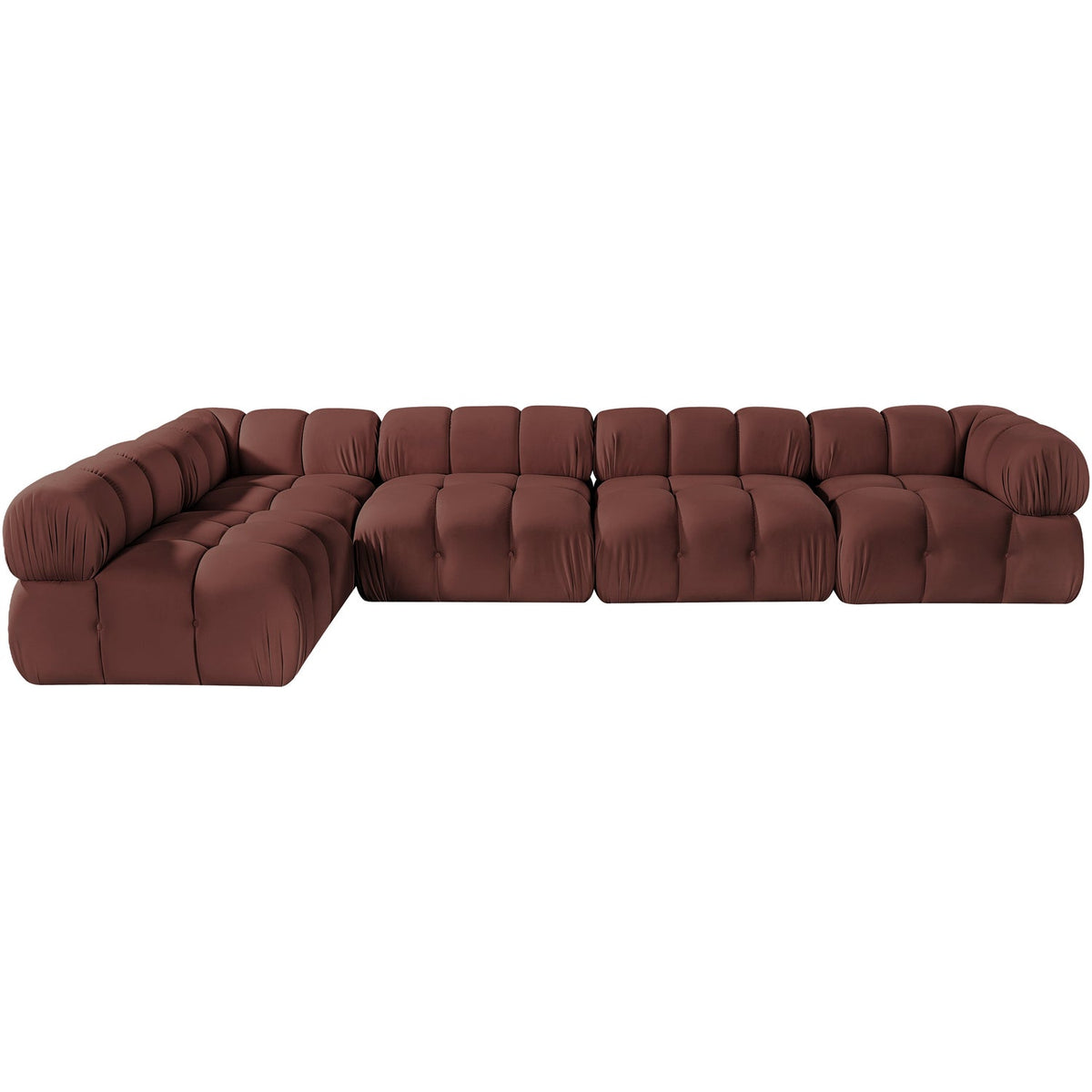 Orin Rose Velvet Performance Fabric Upholstered 5 Piece Modular Sectional Sofa