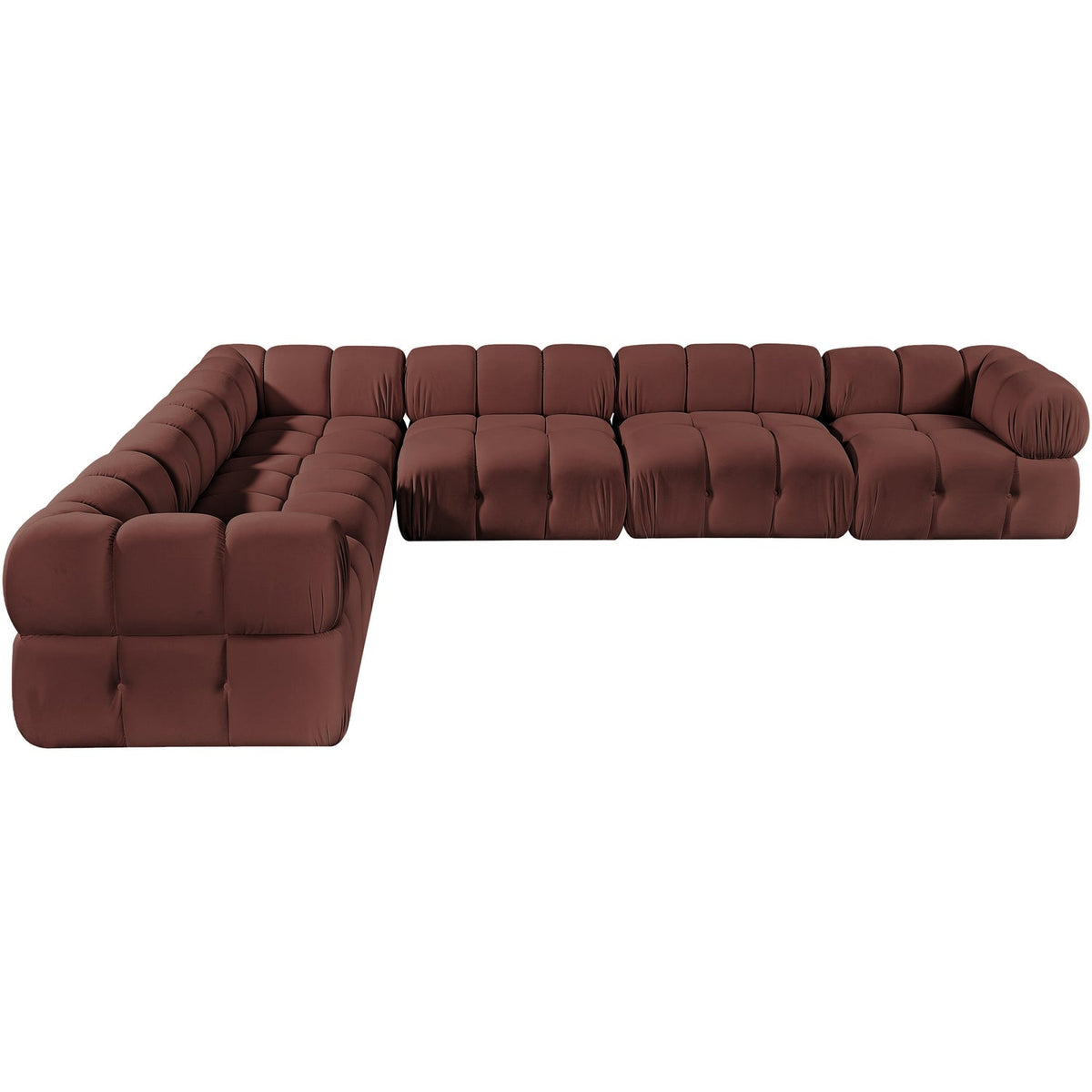 Orin Rose Velvet Performance Fabric Upholstered 6 Piece Modular Sectional Sofa