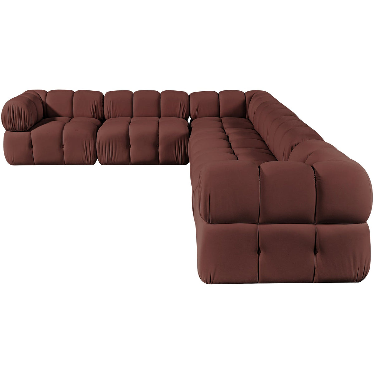 Orin Rose Velvet Performance Fabric Upholstered 6 Piece Modular Sectional Sofa