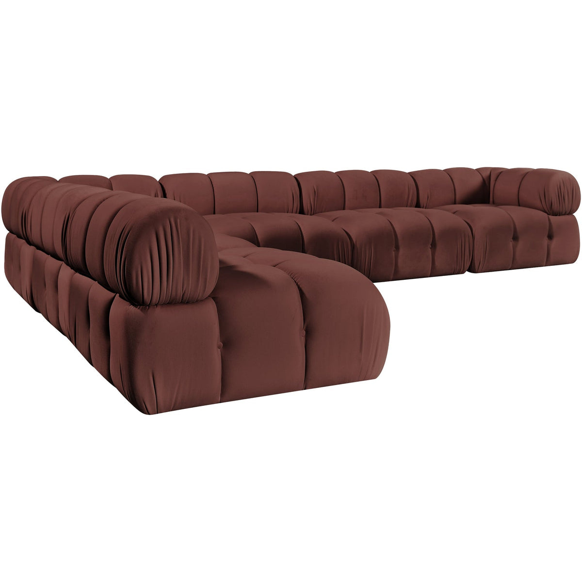 Orin Rose Velvet Performance Fabric Upholstered 6 Piece Modular Sectional Sofa