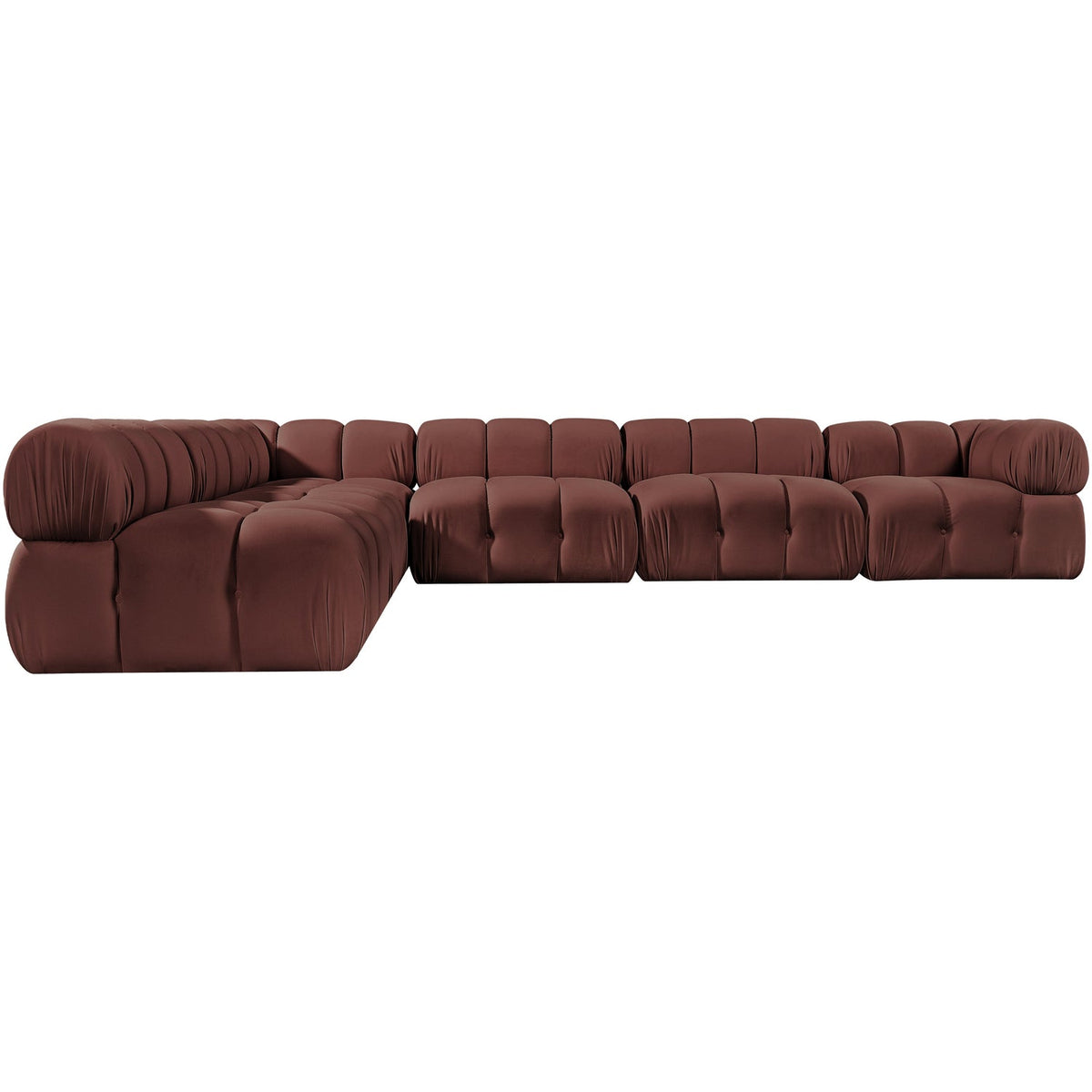 Orin Rose Velvet Performance Fabric Upholstered 6 Piece Modular Sectional Sofa