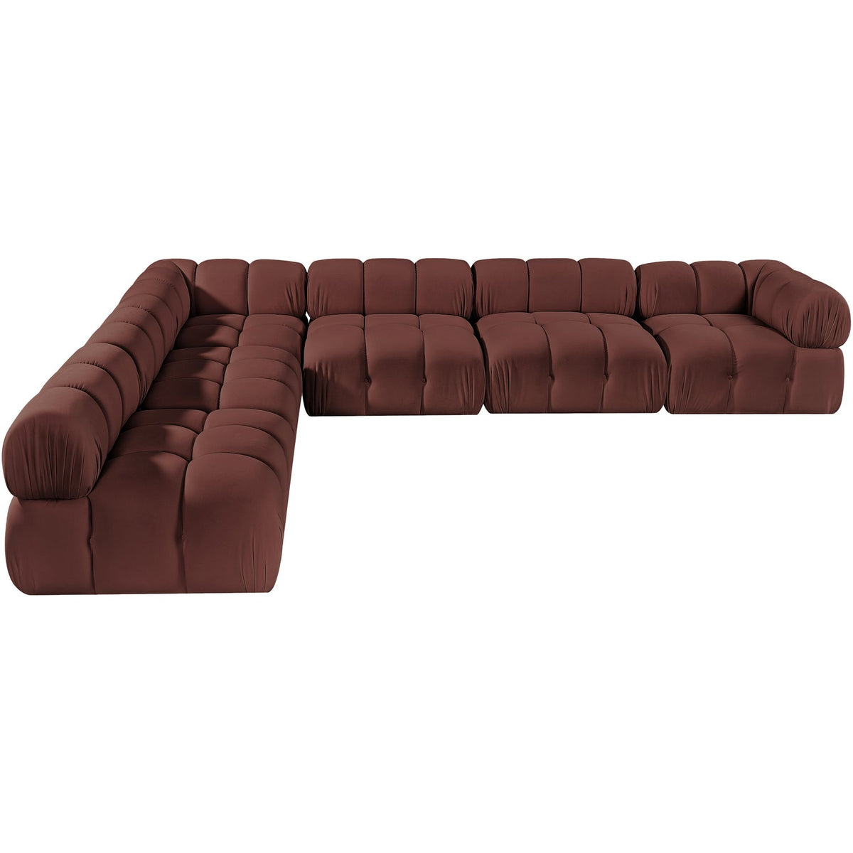 Orin Rose Velvet Performance Fabric Upholstered 6 Piece Modular Sectional Sofa