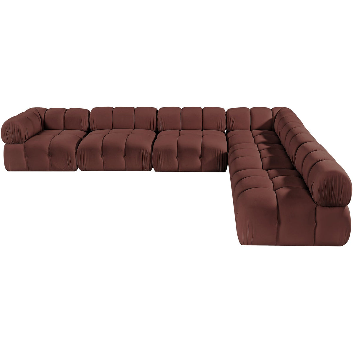 Orin Rose Velvet Performance Fabric Upholstered 6 Piece Modular Sectional Sofa
