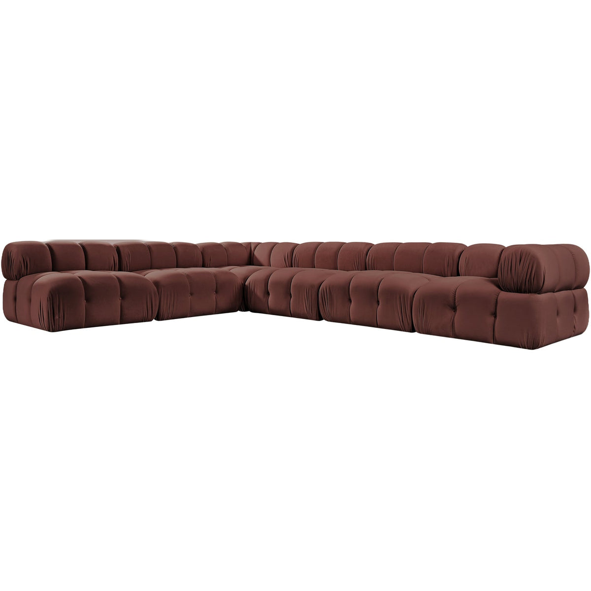 Orin Rose Velvet Performance Fabric Upholstered 6 Piece Modular Sectional Sofa