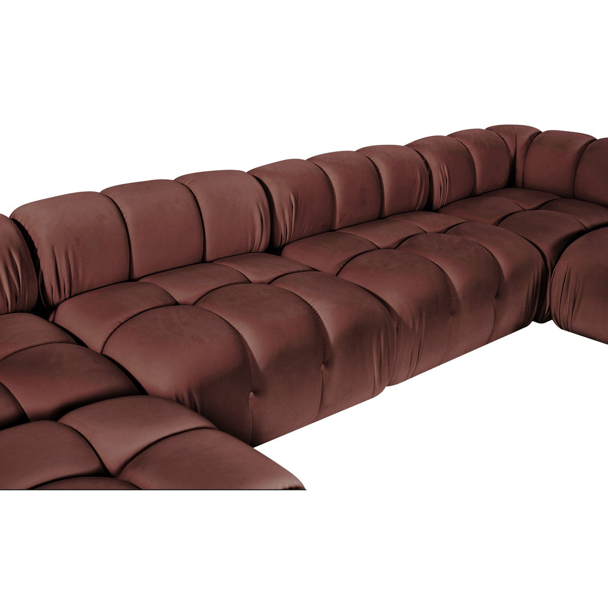 Orin Rose Velvet Performance Fabric Upholstered 6 Piece Modular Sectional Sofa