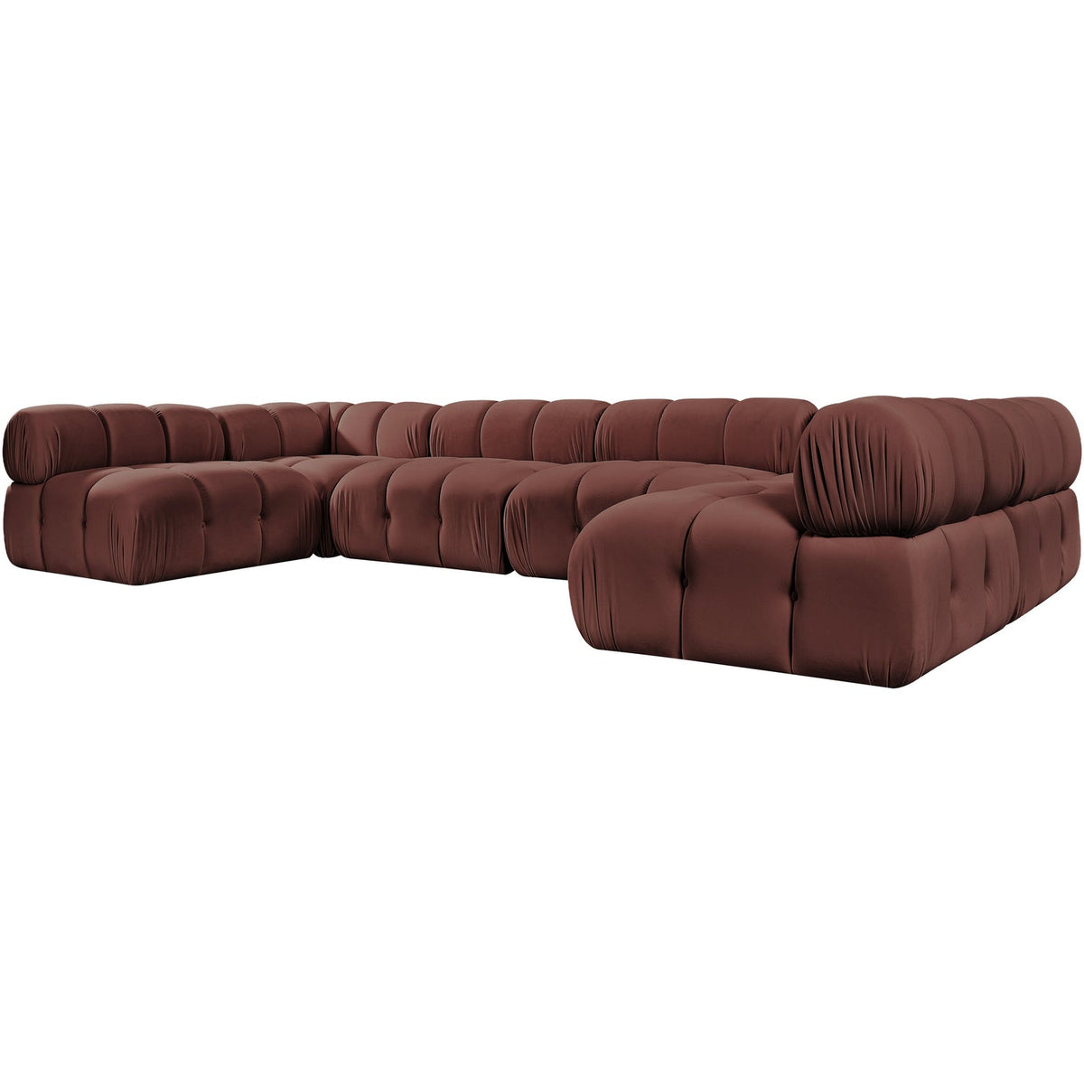 Orin Rose Velvet Performance Fabric Upholstered 6 Piece Modular Sectional Sofa