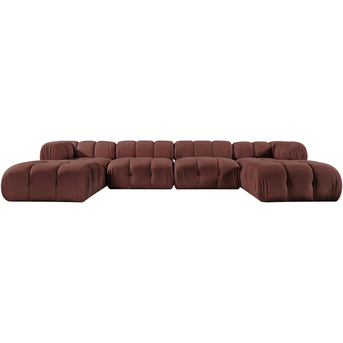 Orin Rose Velvet Performance Fabric Upholstered 6 Piece Modular Sectional Sofa
