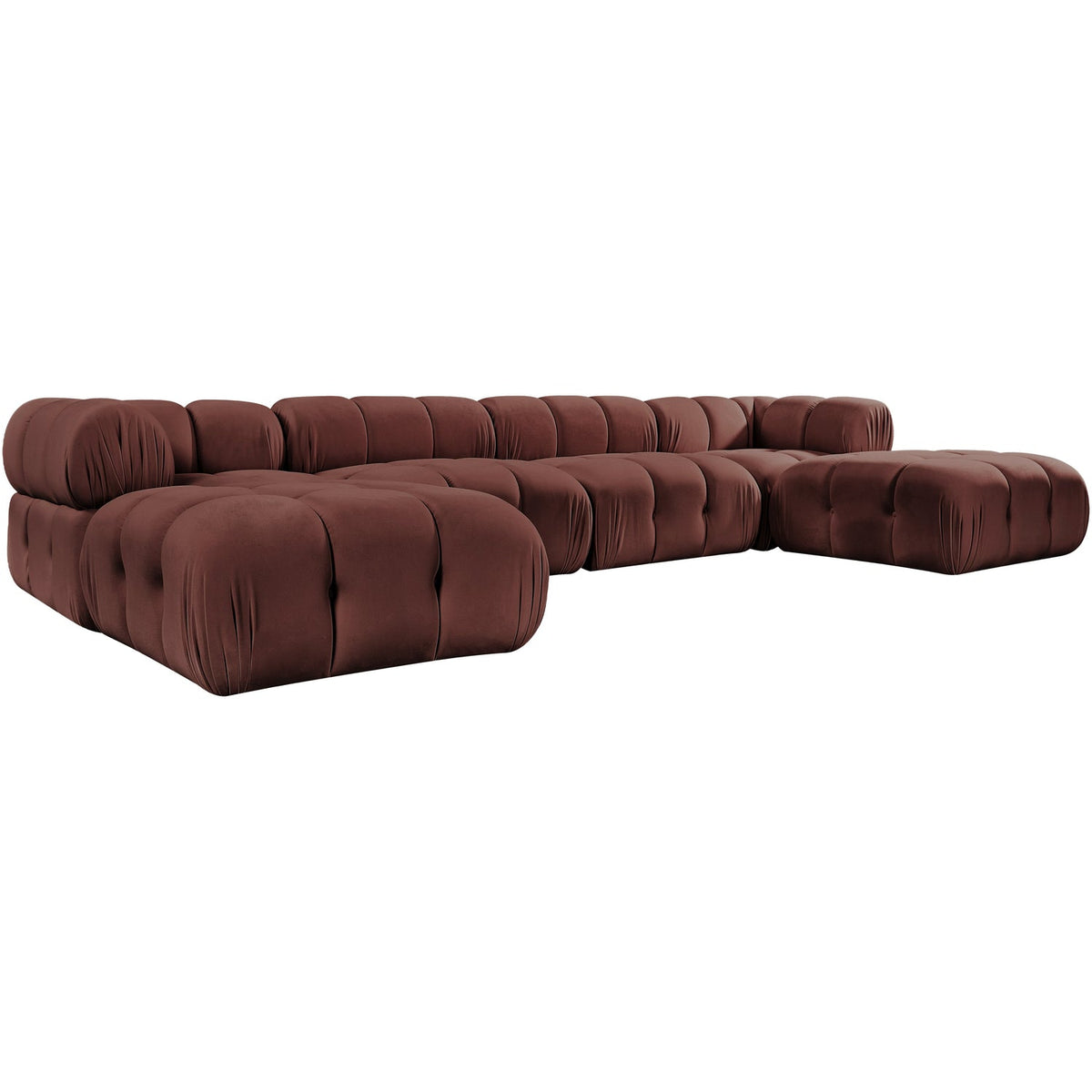 Orin Rose Velvet Performance Fabric Upholstered 6 Piece Modular Sectional Sofa