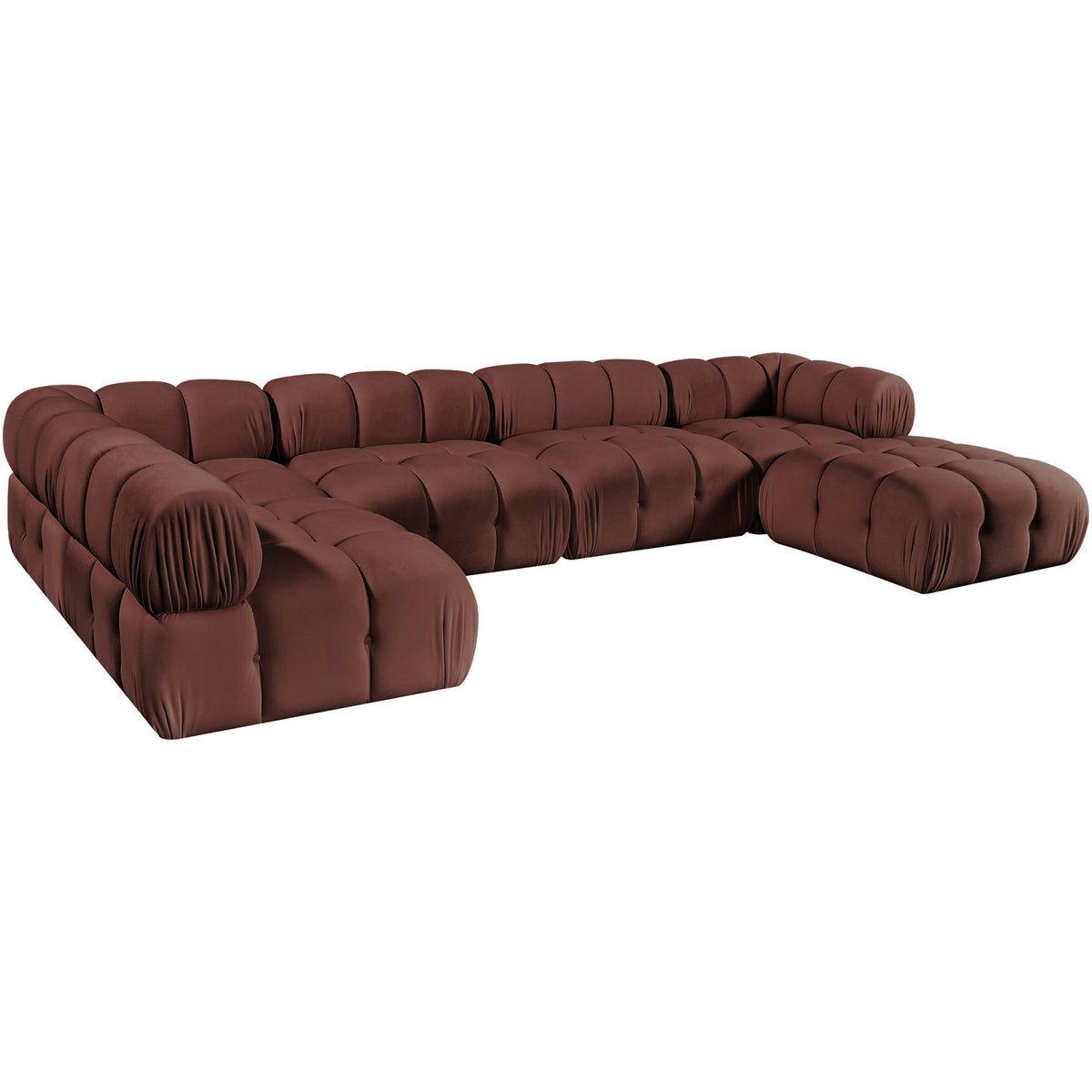 Orin Rose Velvet Performance Fabric Upholstered 6 Piece Modular Sectional Sofa