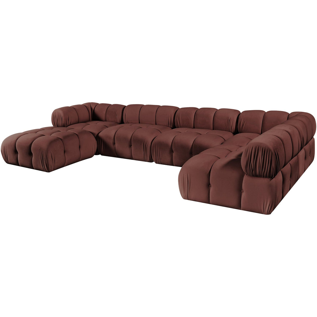 Orin Rose Velvet Performance Fabric Upholstered 6 Piece Modular Sectional Sofa