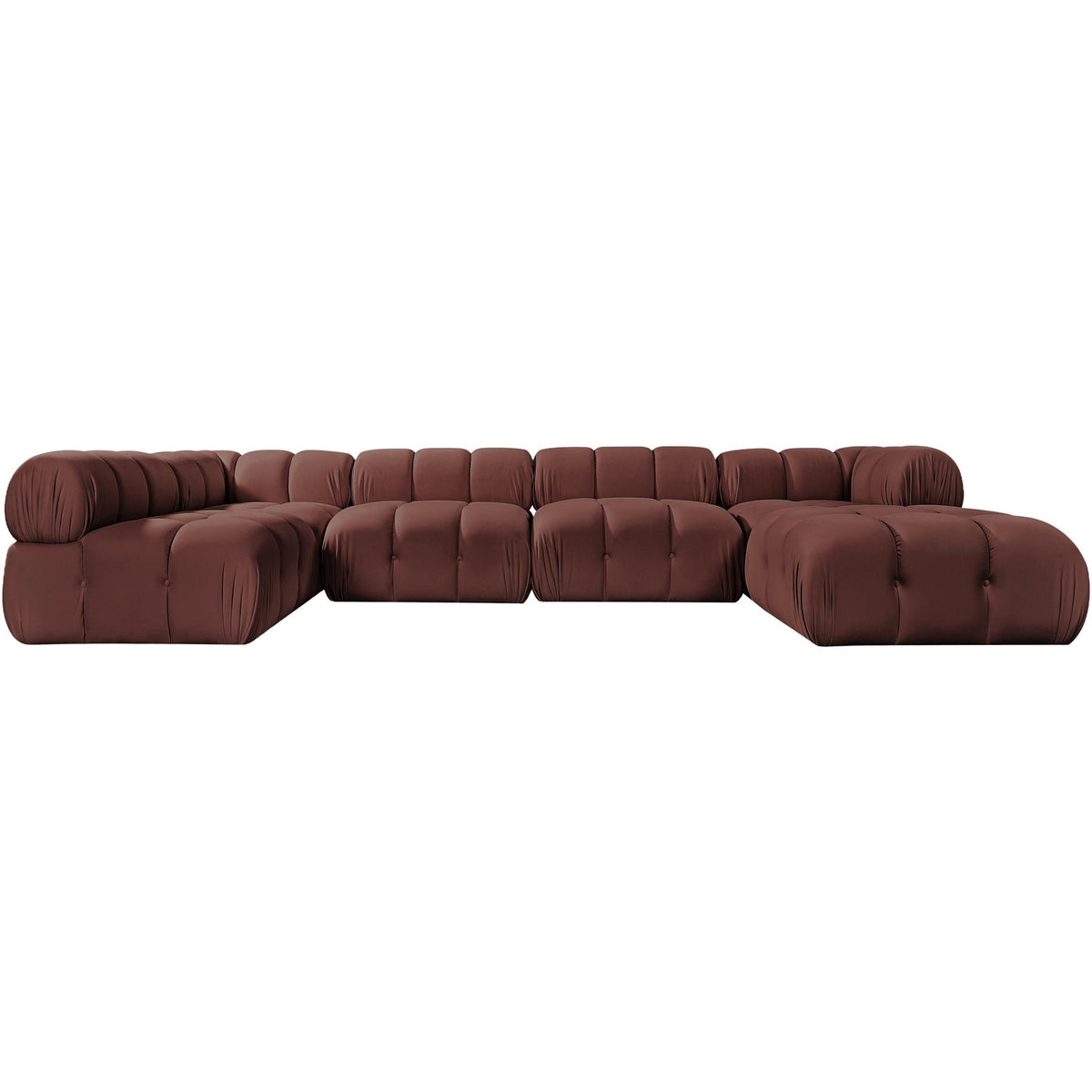 Orin Rose Velvet Performance Fabric Upholstered 6 Piece Modular Sectional Sofa