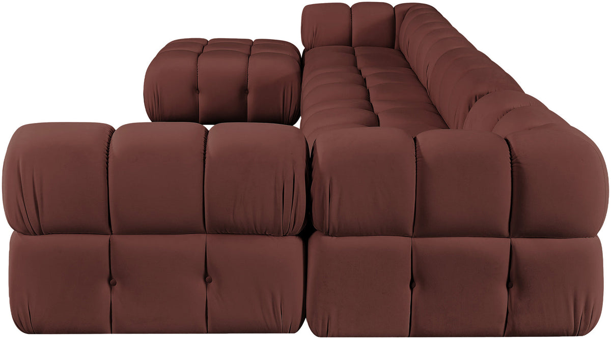 Orin Rose Velvet Performance Fabric Upholstered 6 Piece Modular Sectional Sofa