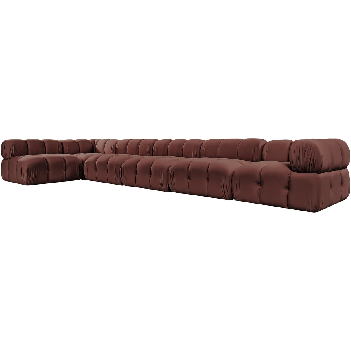 Orin Rose Velvet Performance Fabric Upholstered 6 Piece Modular Sectional Sofa