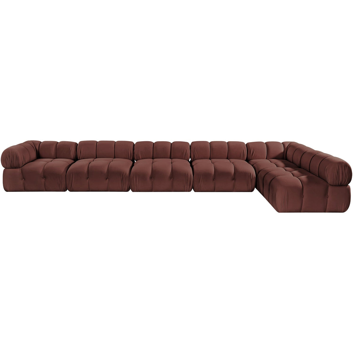 Orin Rose Velvet Performance Fabric Upholstered 6 Piece Modular Sectional Sofa