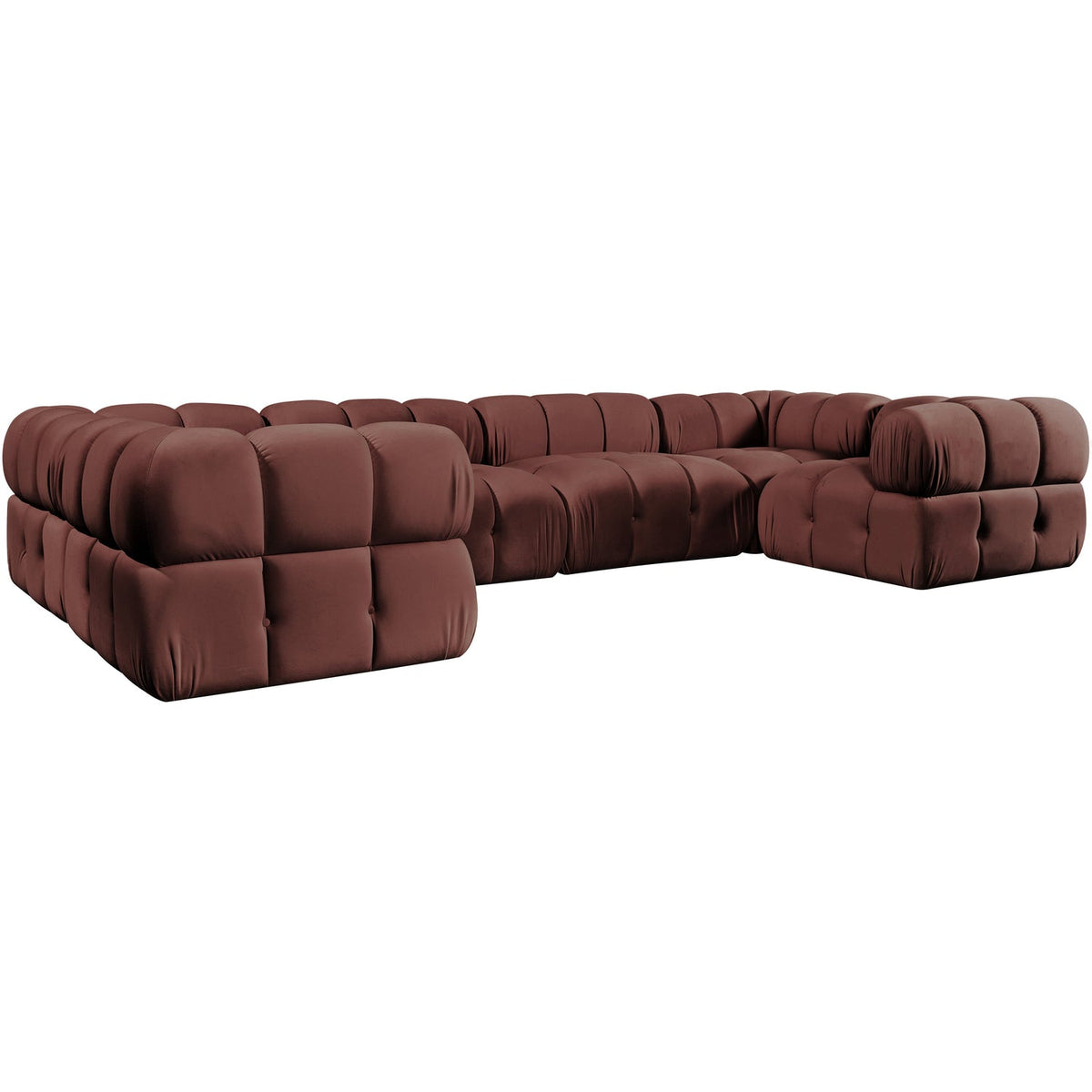Orin Rose Velvet Performance Fabric Upholstered 6 Piece Modular Sectional Sofa
