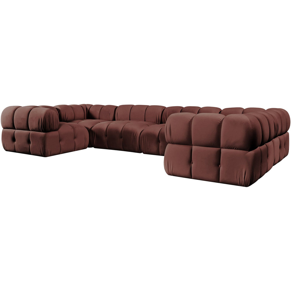Orin Rose Velvet Performance Fabric Upholstered 6 Piece Modular Sectional Sofa