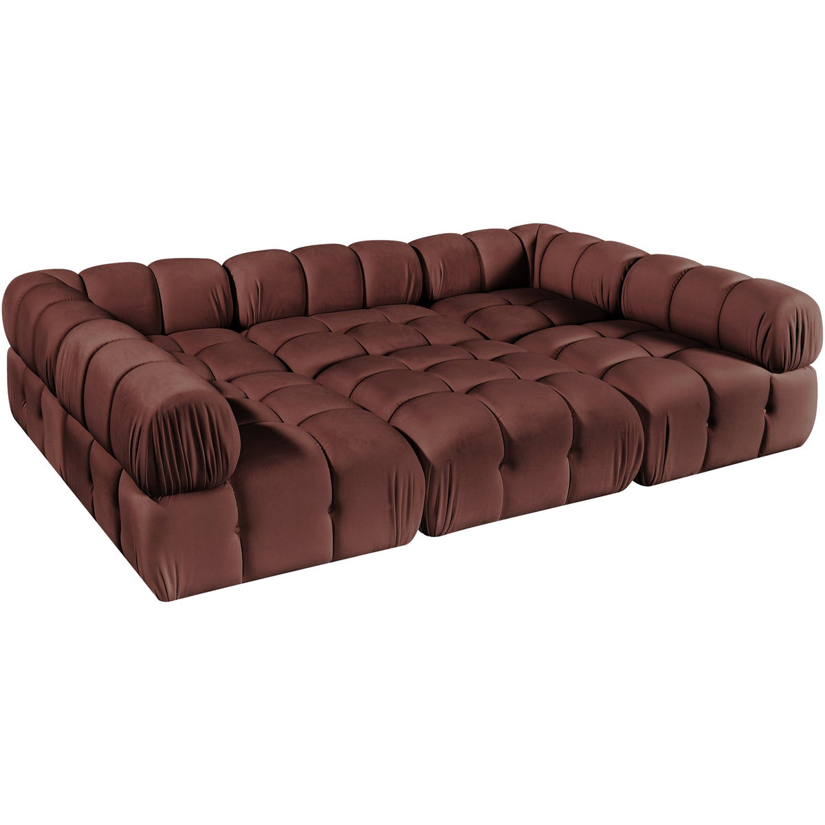 Orin Rose Velvet Performance Fabric Upholstered 6 Piece Modular Sectional Sofa