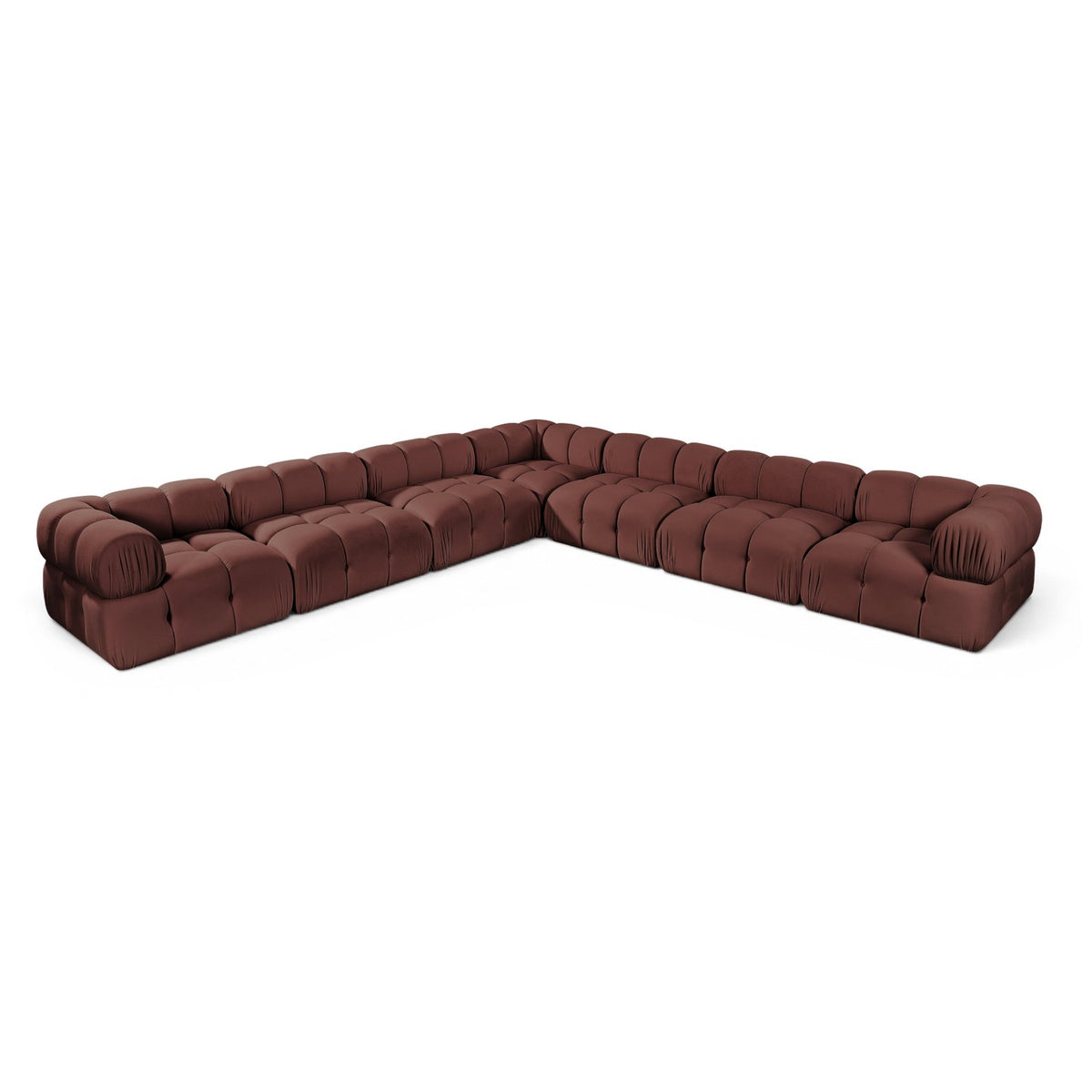 Orin Rose Velvet Performance Fabric Upholstered 7 pc. Modular Sectional in rose velvet, primary product view
