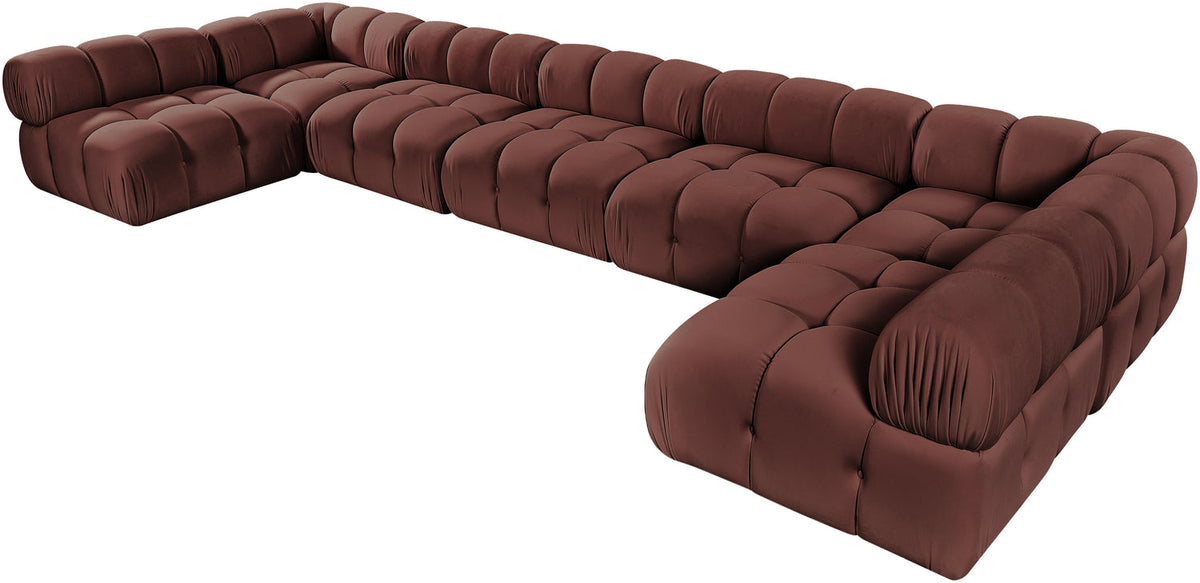 Orin Rose Velvet Performance Fabric Upholstered 7 Piece Modular Sectional Sofa