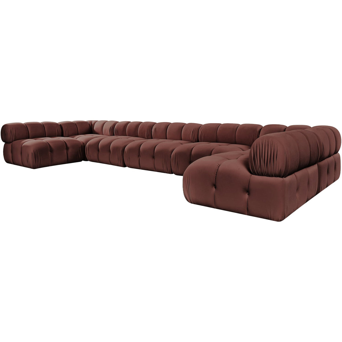 Orin Rose Velvet Performance Fabric Upholstered 7 Piece Modular Sectional Sofa
