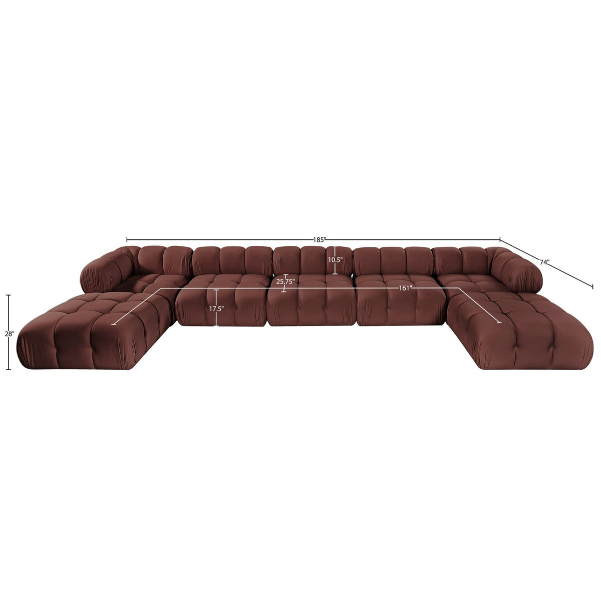 Orin Rose Velvet Performance Fabric Upholstered 7 Piece Modular Sectional Sofa