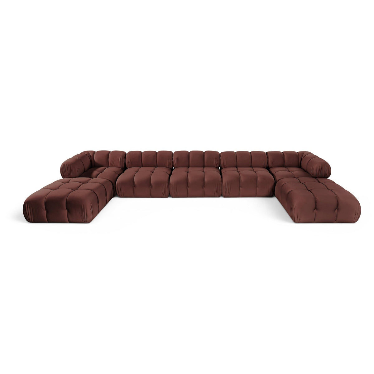 Orin Rose Velvet Performance Fabric Upholstered 7 pc. Modular Sectional in rose velvet, primary product view