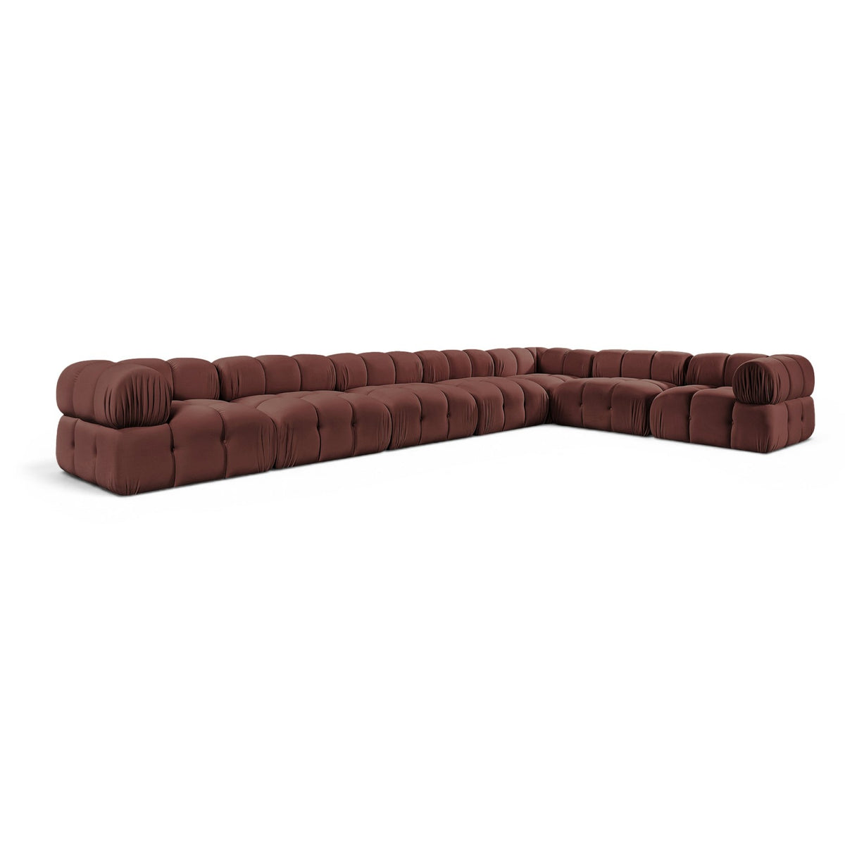 Orin Rose Velvet Performance Fabric Upholstered 7 pc. Modular Sectional in rose velvet, primary product view