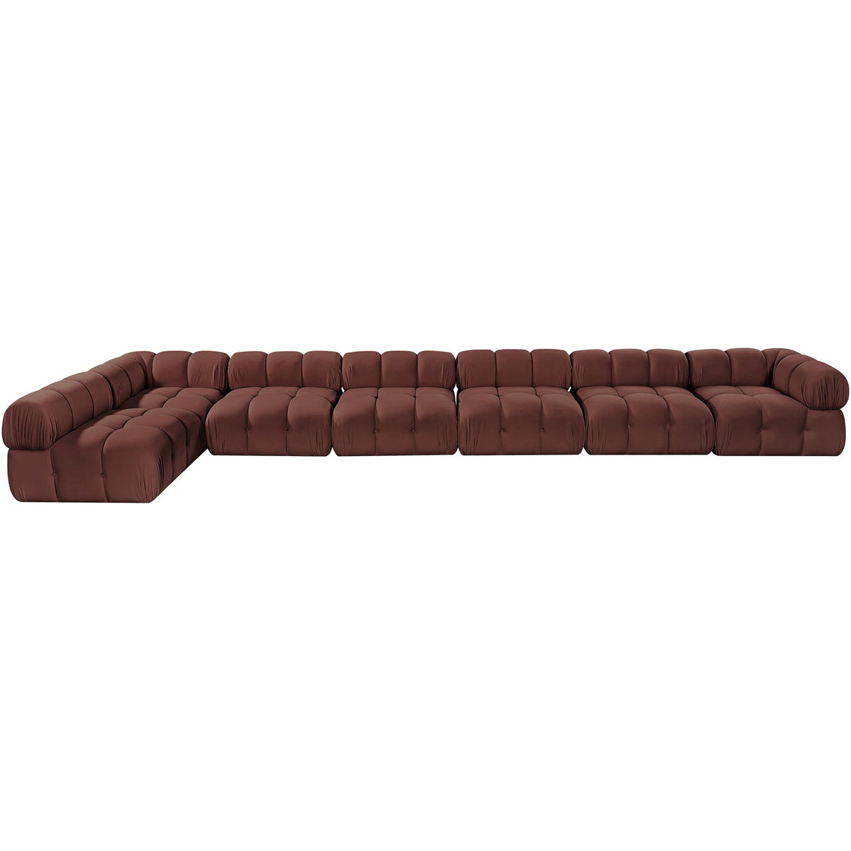 Orin Rose Velvet Performance Fabric Upholstered 7 Piece Modular Sectional Sofa