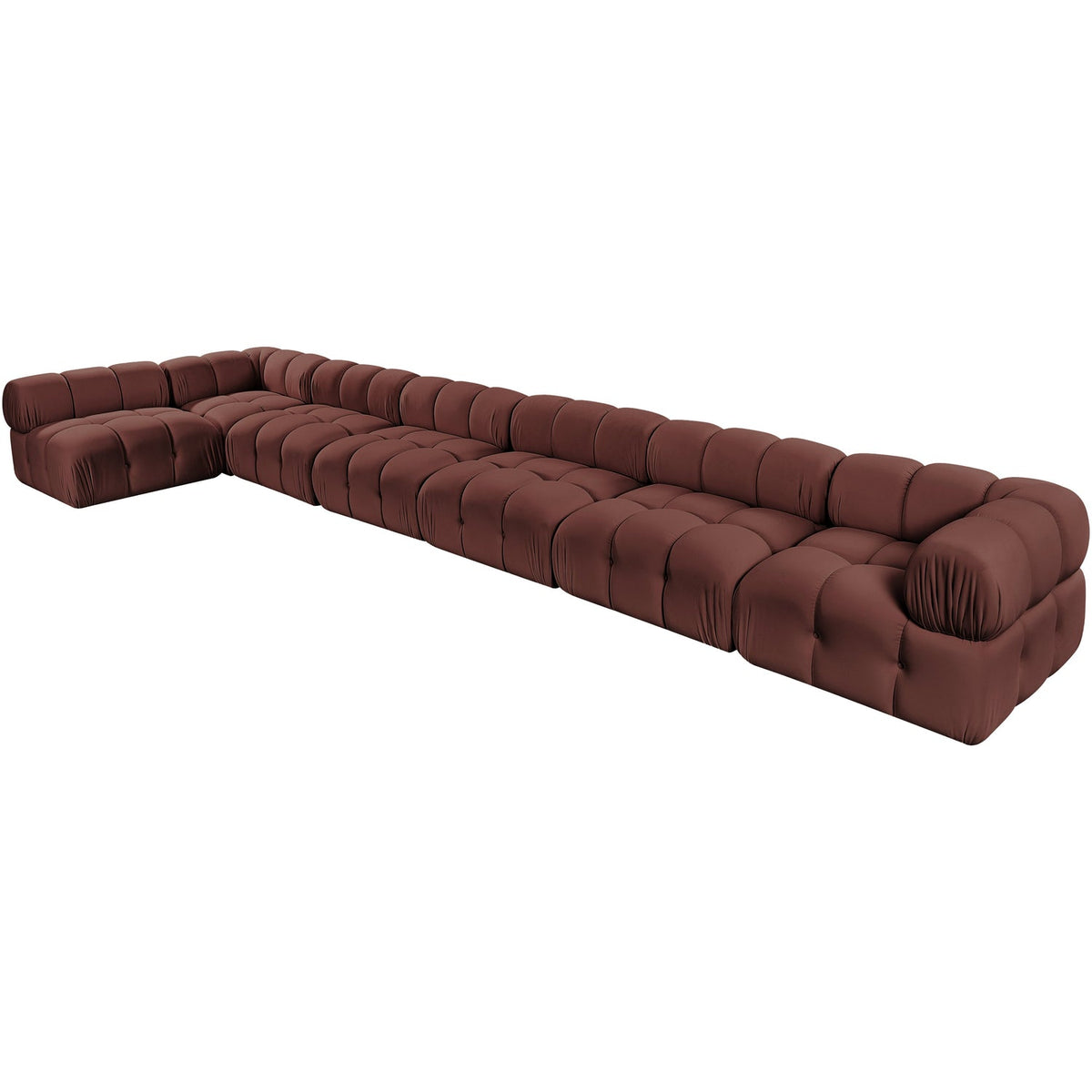 Orin Rose Velvet Performance Fabric Upholstered 7 Piece Modular Sectional Sofa