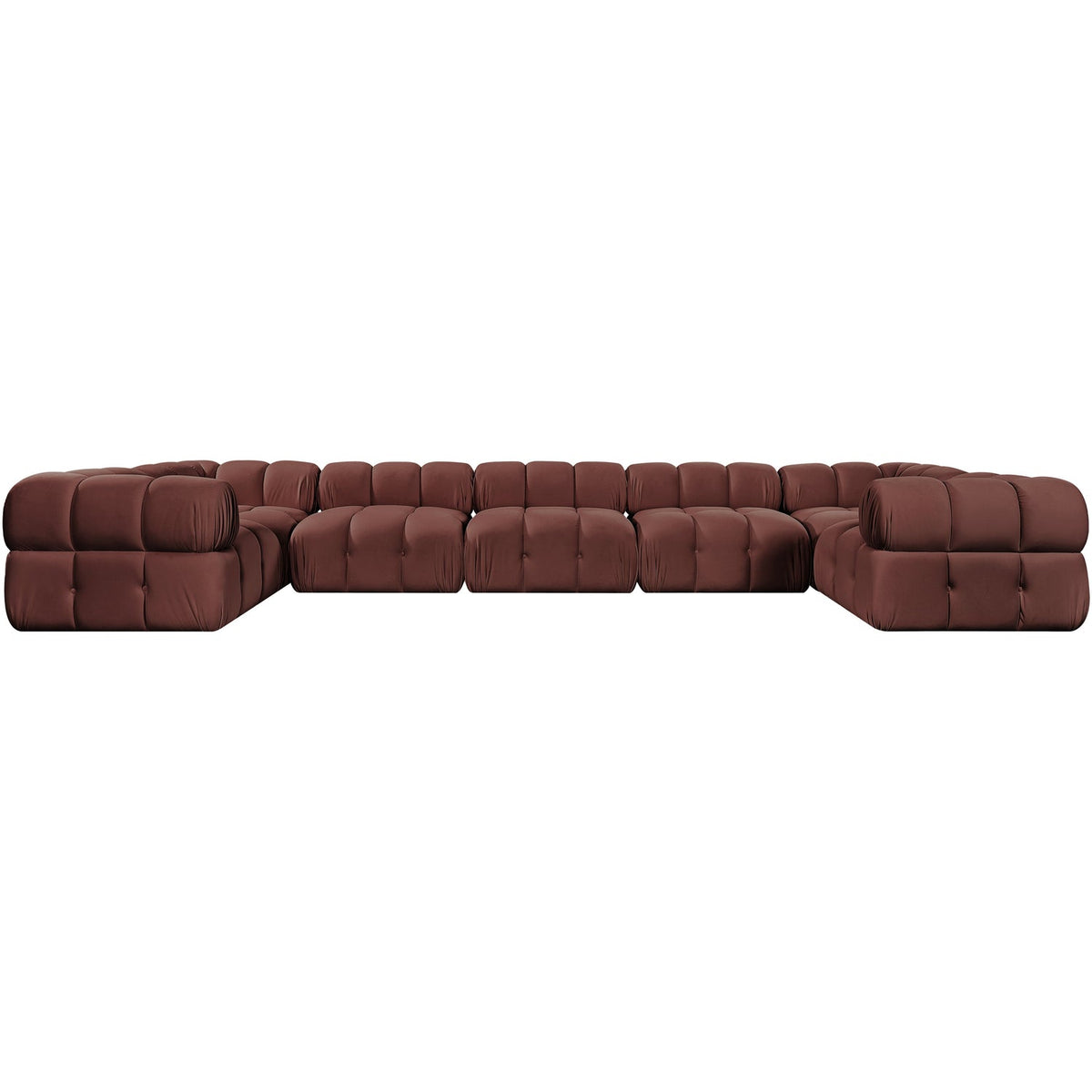 Orin Rose Velvet Performance Fabric Upholstered 7 Piece Modular Sectional Sofa