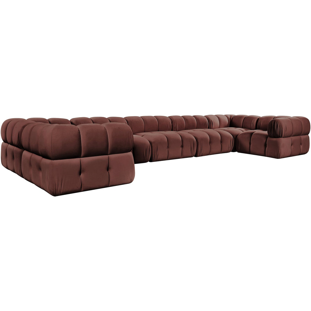 Orin Rose Velvet Performance Fabric Upholstered 7 Piece Modular Sectional Sofa