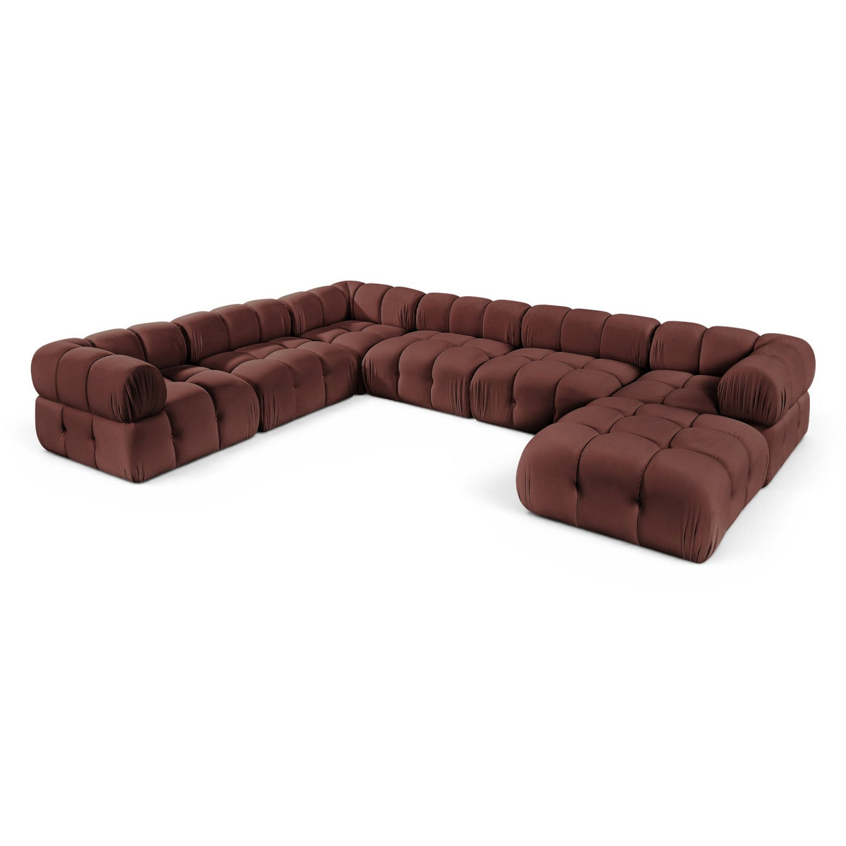 Orin Rose Velvet Performance Fabric Upholstered 7 pc. Modular Sectional in rose velvet, primary product view