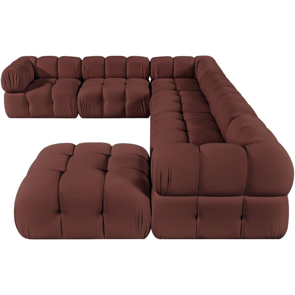 Orin Rose Velvet Performance Fabric Upholstered 7 Piece Modular Sectional Sofa