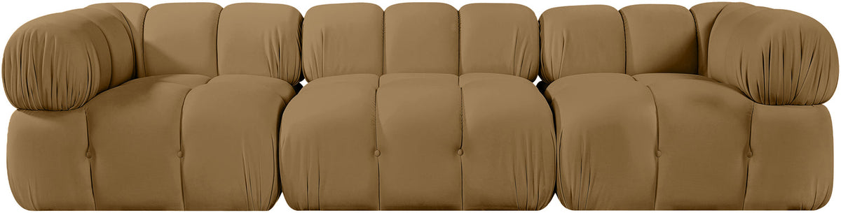 Orin Saddle Velvet Performance Fabric Upholstered 3 Piece Modular Sofa