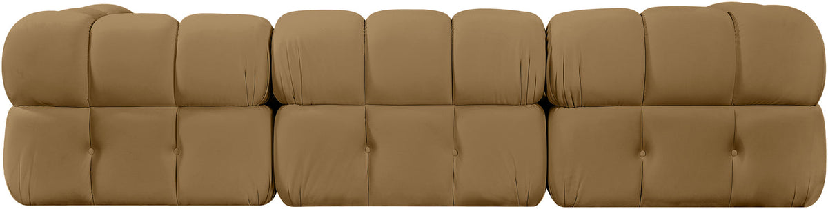 Orin Saddle Velvet Performance Fabric Upholstered 3 Piece Modular Sofa