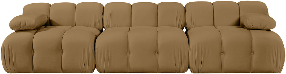 Orin Saddle Velvet Performance Fabric Upholstered 3 Piece Modular Sofa