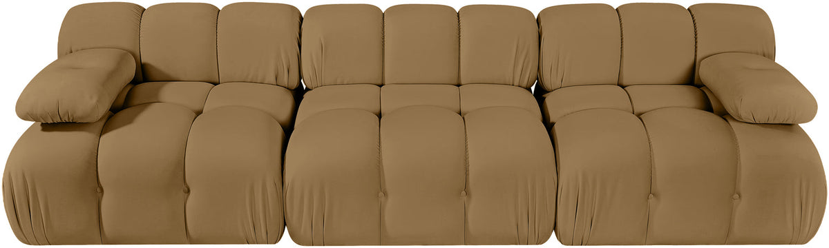 Orin Saddle Velvet Performance Fabric Upholstered 3 Piece Modular Sofa