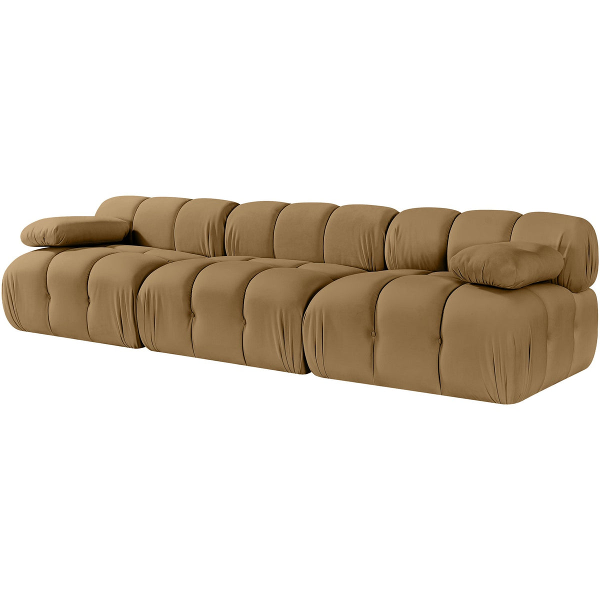 Orin Saddle Velvet Performance Fabric Upholstered 3 Piece Modular Sofa