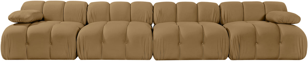 Orin Saddle Velvet Performance Fabric Upholstered 4 Piece Modular Sofa