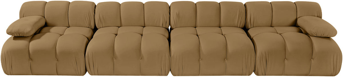 Orin Saddle Velvet Performance Fabric Upholstered 4 Piece Modular Sofa