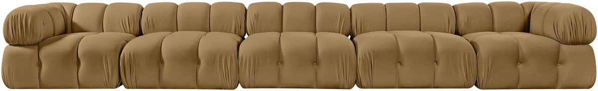 Orin Saddle Velvet Performance Fabric Upholstered 5 Piece Modular Sofa