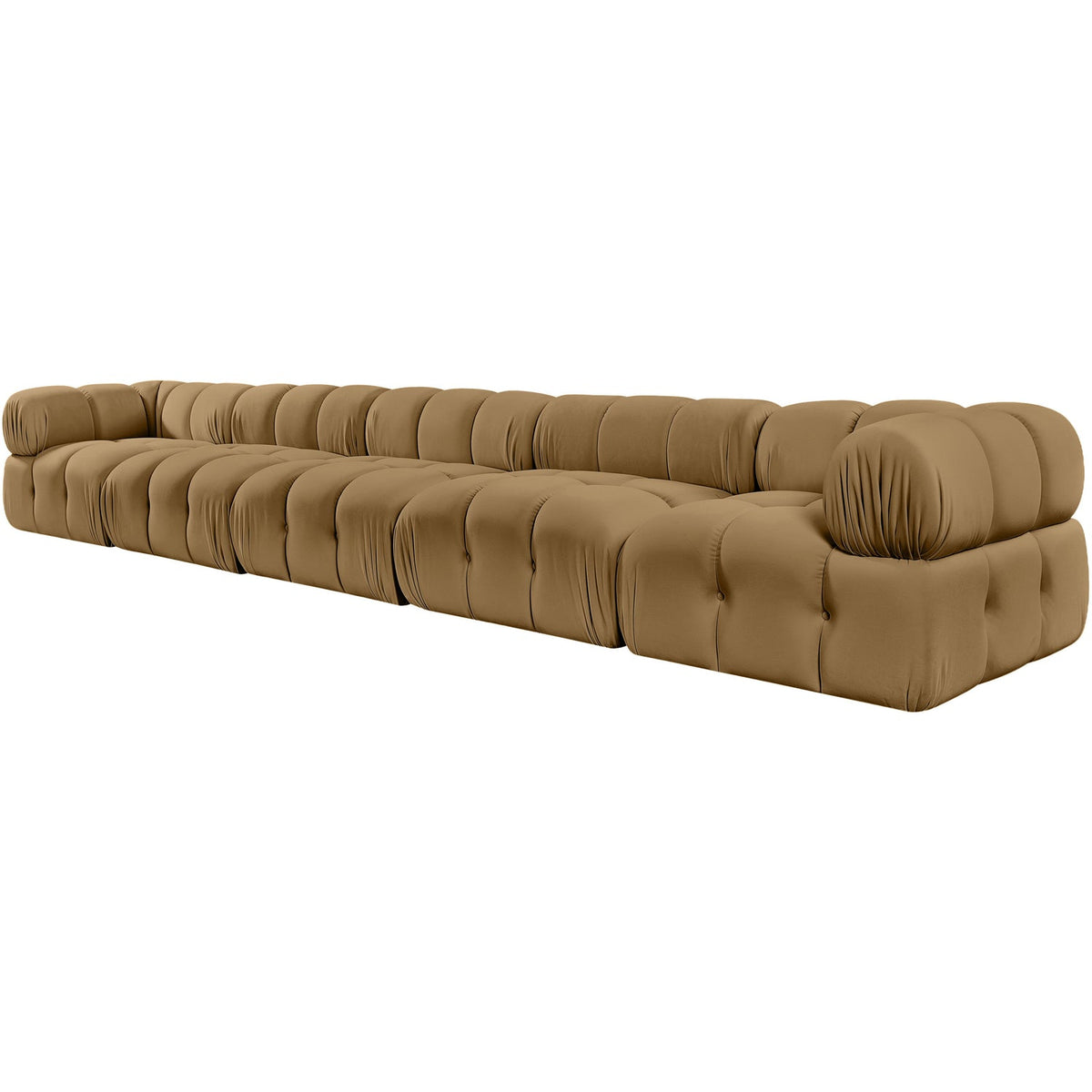 Orin Saddle Velvet Performance Fabric Upholstered 5 Piece Modular Sofa