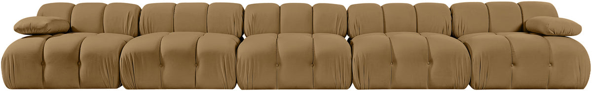 Orin Saddle Velvet Performance Fabric Upholstered 5 Piece Modular Sofa