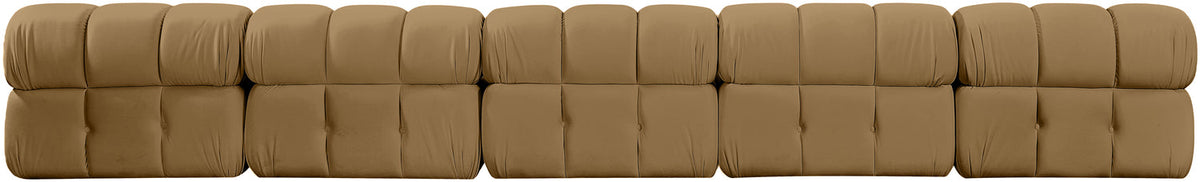 Orin Saddle Velvet Performance Fabric Upholstered 5 Piece Modular Sofa