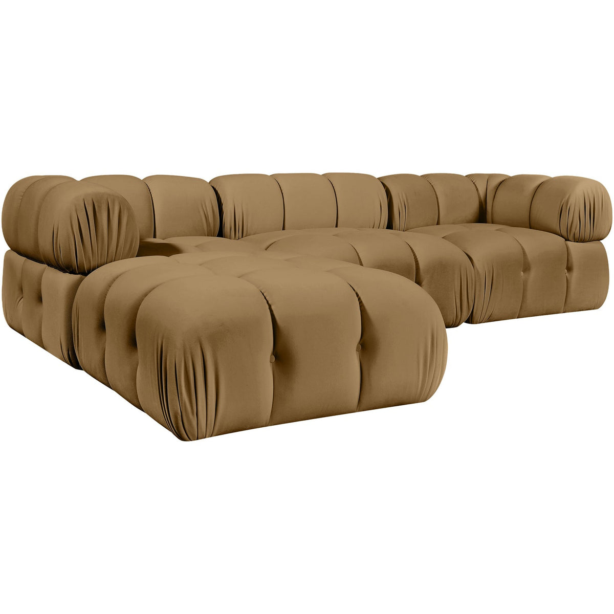Orin Saddle Velvet Performance Fabric Upholstered 4 Piece Modular Sectional Sofa
