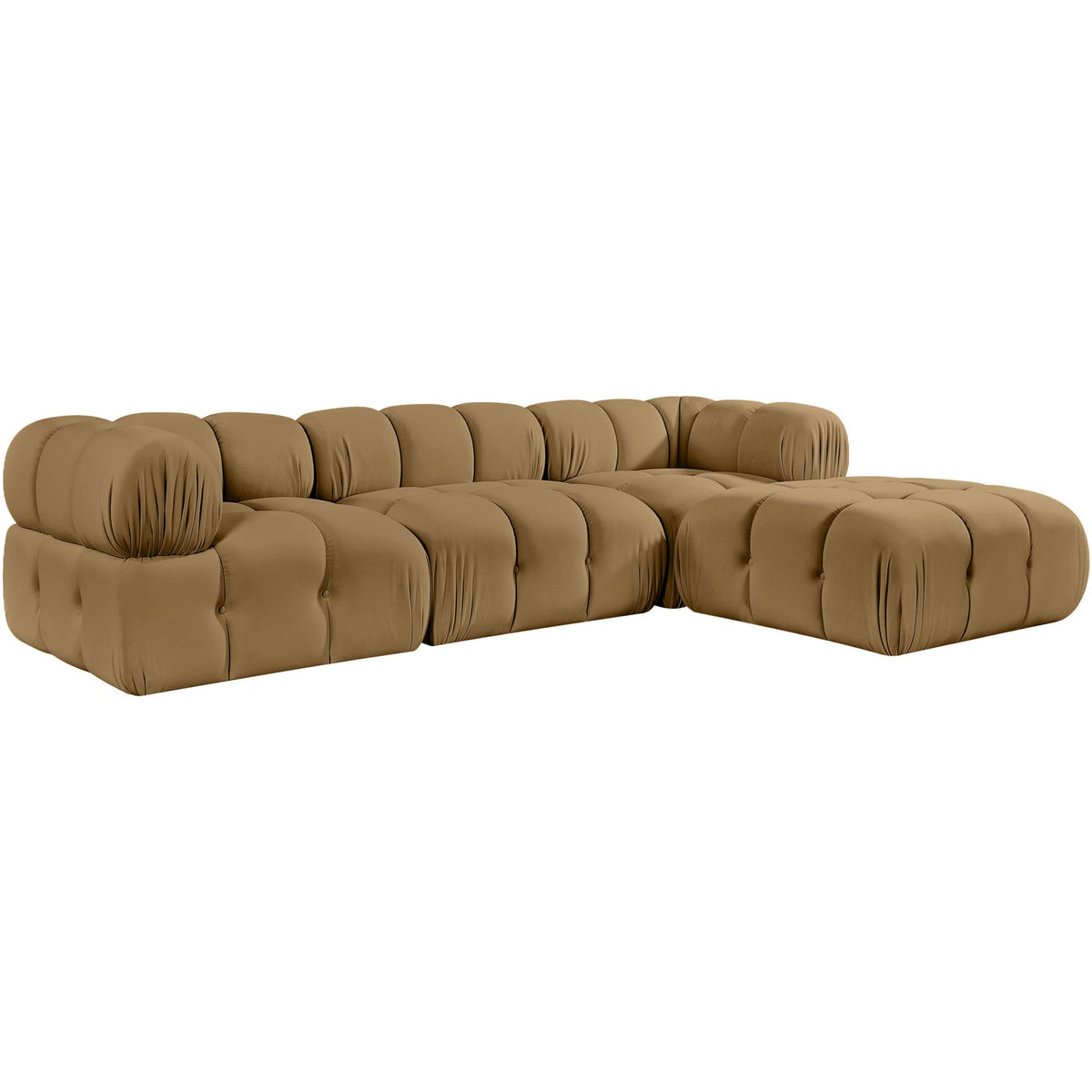 Orin Saddle Velvet Performance Fabric Upholstered 4 Piece Modular Sectional Sofa