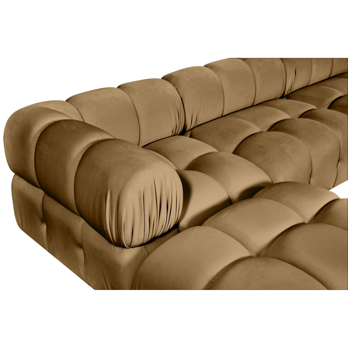 Orin Saddle Velvet Performance Fabric Upholstered 4 Piece Modular Sectional Sofa